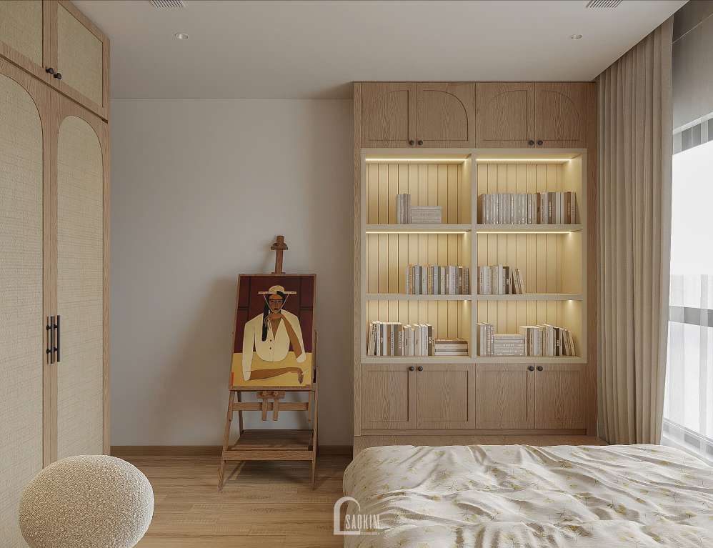 Thiết kế nội thất phòng ngủ phong cách Wabi Sabi cho căn hộ 87m² Hinode City.